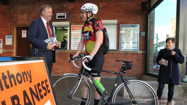 Anthony Albanese campaigning at Summer Hill Railway Station.