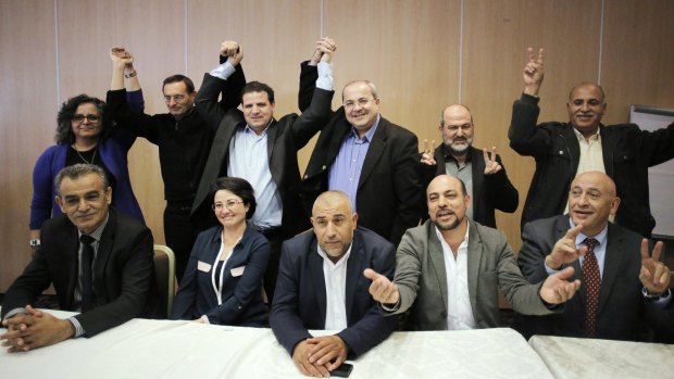 Members of the Joint List at a news conference in Nazareth in January.