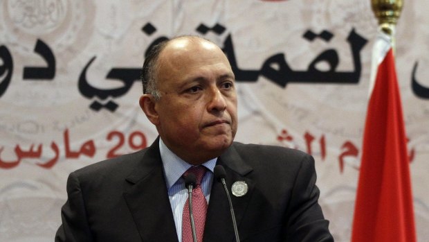Egyptian Foreign Minister Sameh Shukri  at the Arab Summit. 