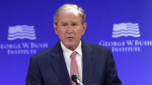 Former US president George W. Bush speaking in New York:  "We've seen nationalism distorted into nativism.''