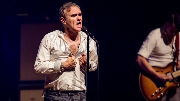 Morrissey has a habit of making headlines (pictured at the Sydney Opera House for Vivid 2015).