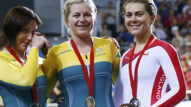 Allegations: Jess Varnish (right), pictured at the 2014 Commonwealth Games in Glasgow with Anna Meares (left) and Stephanie Morton (centre).