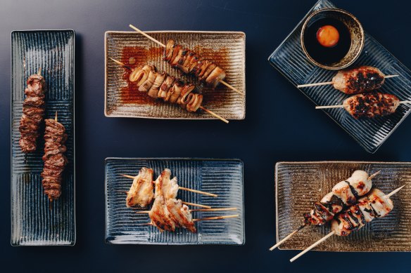 Assorted yakitori and kushikyaki at Robata.