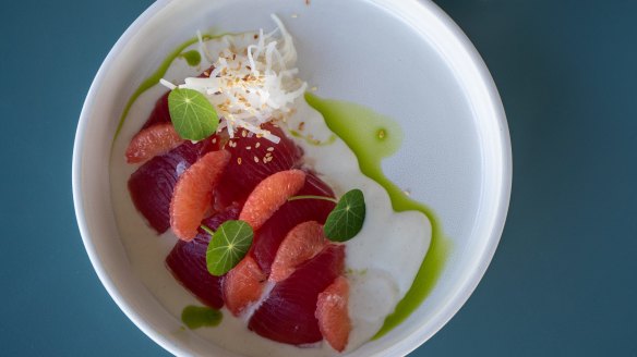 Go-to dish: Yellowfin tuna with ajo blanco.