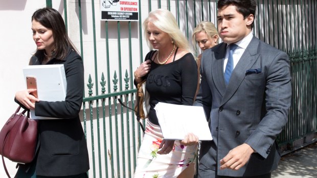 Shari-Lea Hitchcock (centre) has been charged with resisting arrest, assaulting an officer and common assault after an incident last March.