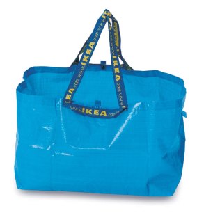 The huge Ikea shopping bags have proved a popular place to hide. 




