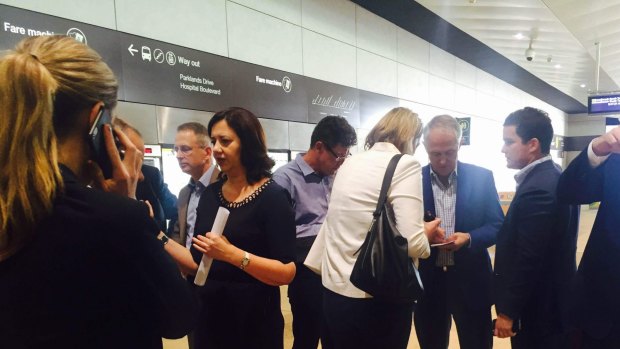 Prime Minister Malcolm Turnbull arrived by train for his Gold Coast announcement on Sunday. 