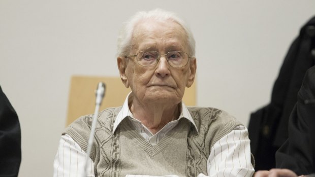 Oskar Groening at the trial in Lueneburg, Germany on Tuesday.