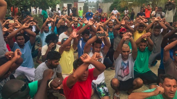 A protest by the Manus Island demonstrators,  tweeted by Greens senator for Tasmania Nick McKim in October.