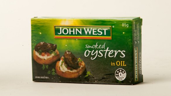 John West smoked oysters in oil.