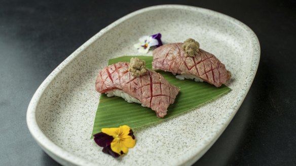 Wagyu nigiri.