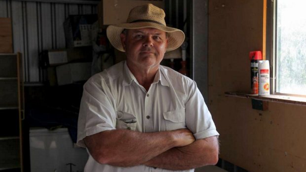 Paul Rogers on his farm near Holbrook after his Toyota ute was stolen by Gino and Mark Stocco. 