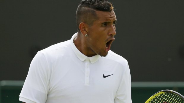 Nick Kyrgios, pictured here during his first round match at Wimbledon, watched Ajla Tomjlanovic in action.
