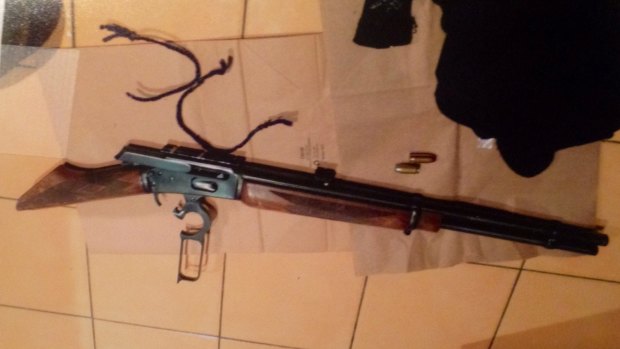 The .357 Marlin lever-action repeating rifle found at Fadi Afram's home by police.