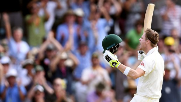 Shades of Bradman: Steve Smith celebrates the knock that he may remember as his greatest.