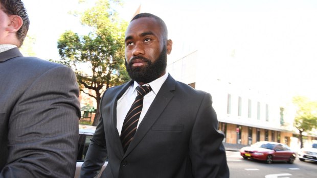 Parramatta Eels NRL star Semi Radradra arrives at Parramatta Local Court for the hearing into allegations he bashed his girlfriend.
