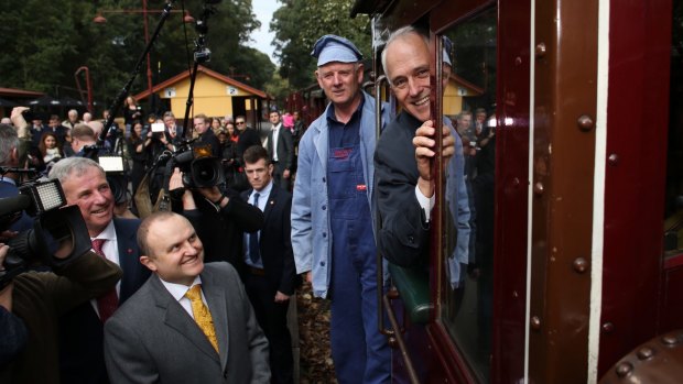 Prime Minister Malcolm Turnbull, on the Puffing Billy steam train in Melbourne on Wednesday, says the Liberals will have "a great candidate flying the Liberal flag".