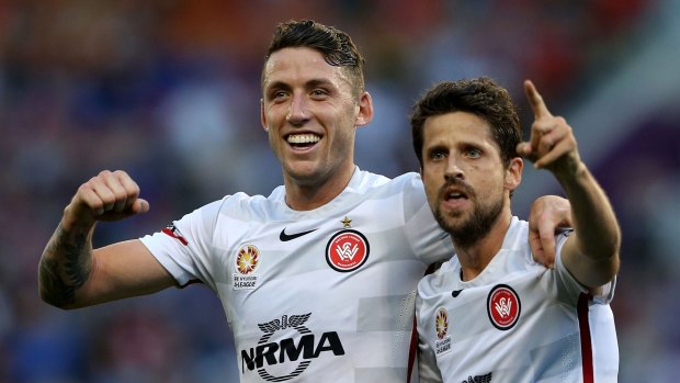 Ready for the finals: Scott Neville and Andreu celebrate a goal earlier this season.