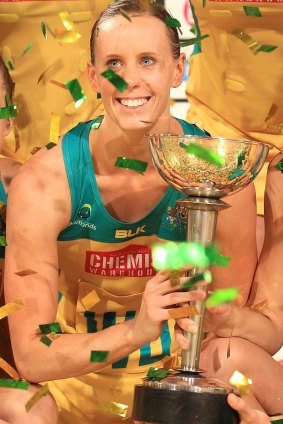 Test veteran: Renae Ingles with the Constelation Cup after defeating the New Zealand Silver Ferns with the Diamonds in 2015.