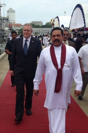 Former Immigration Minister Scott Morrison on a visit to Sri Lanka earlier this year where he met with Sri Lankan President Mahinda Rajapaksa.