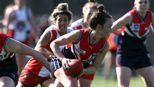 Daisy Pearce will be a key player for the Darebin Falcons in the grand final on Sunday.