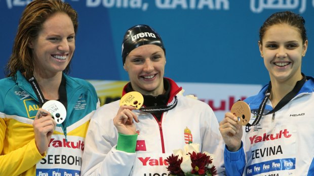 "I'm over the moon with my results": Emily Seebohm, left.
