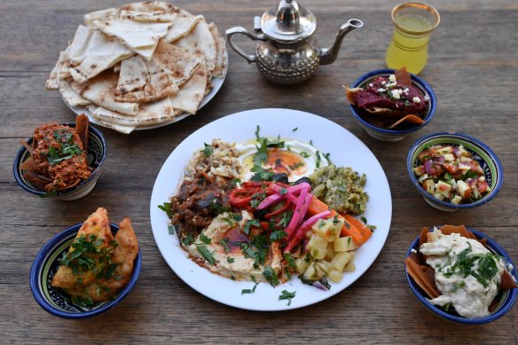 Moroccan Soup Bar's special banquet with mezze dishes.