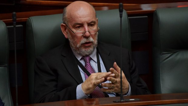Newly independent MP Don Nardella takes his seat in the lower house on Tuesday.