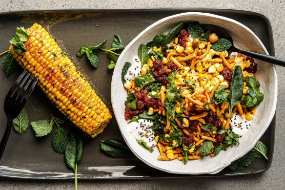 Slice the kernels into the chaat or eat the corn straight off the cob - you choose.