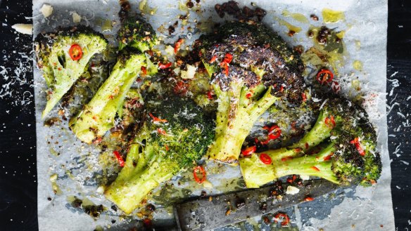 Adam Liaw's roasted broccoli with chilli, garlic and parmesan (