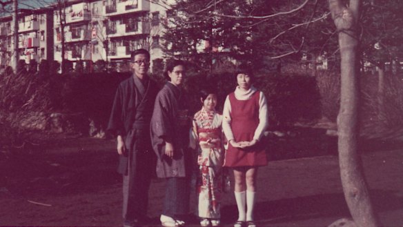 Chieko Ito's family, New Year's Day, 1972:   From left, her husband Eizo; Mrs Ito; her daughter Chizuko; and her stepdaughter Eriko.  