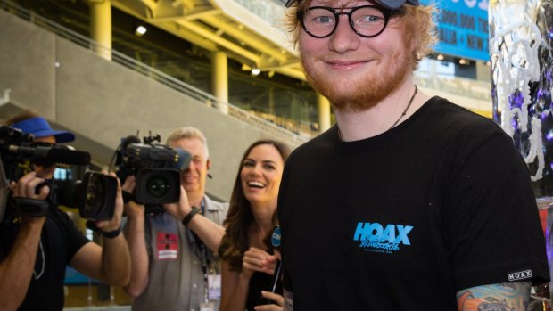 Ed Sheeran at Optus Stadium on Thursday ahead of his Australian tour. 