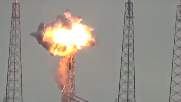 SpaceX Falcon 9 rocket explodes on launch site at Cape Canaveral.