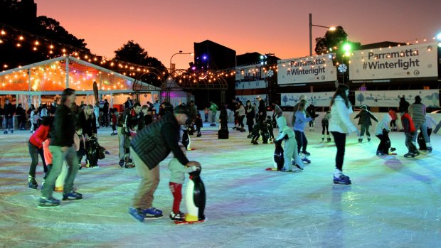 Chilly fun: Try skating at Parramatta Winterlight.