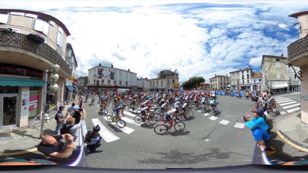 A panorama from the start of the 13th stage of the Tour de France, in Foix.