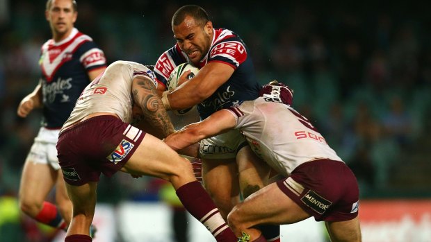 Back in business: Roosters prop Sam Moa.