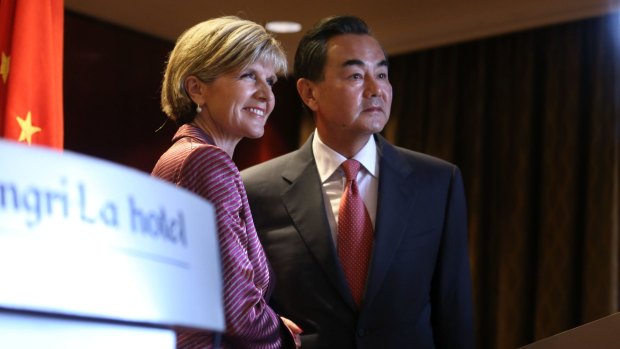Australian Minister for Foreign Affairs Julie Bishop gave her Chinese counterpart Minister Wang Yi a much warmer reception in Sydney in 2014.
