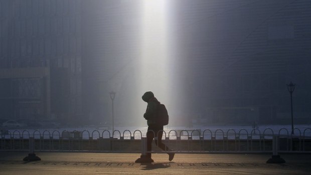 Heavy smog in Shenyang, China, a common feature of many big cities in the country..