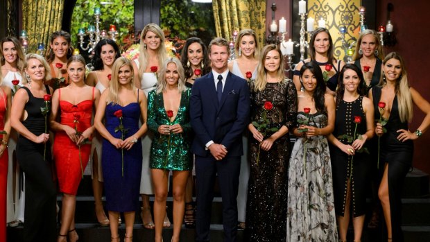 Richie Strahan with the women from The Bachelor.
