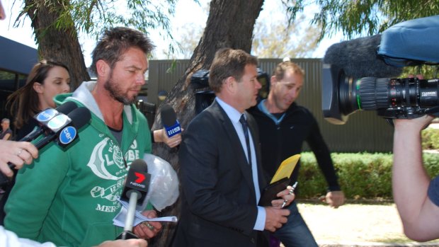 Ben Cousins leaving Armadale Magistrates Court in October 2016 after being held by police overnight. 