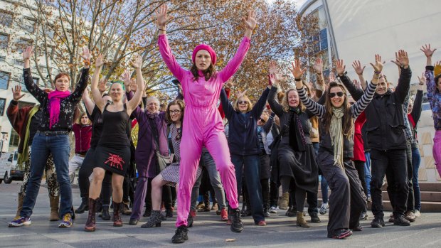 A flash mob led by dance artist Alison Plevey protesting against the shift in arts funding in 2015.