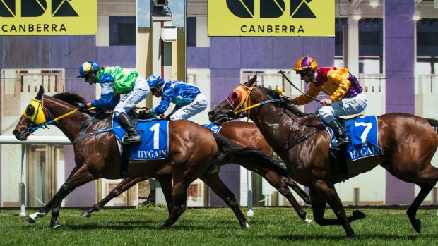 Canberra-based jockey Carly Frater-Hill secured her first home win since breaking her pelvis last February when she led Sky Mission from start to finish in race two on Friday.