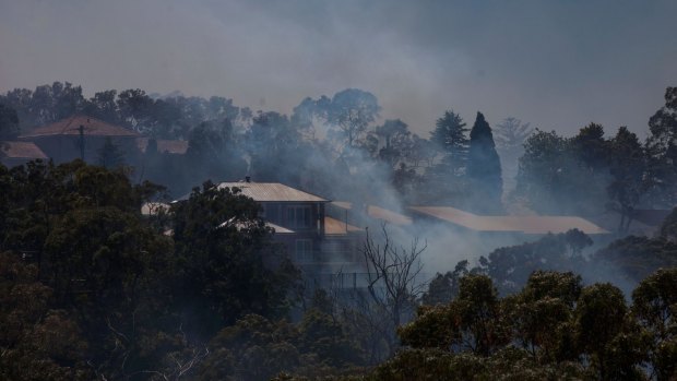 Bushfire threatens homes on Deepwater Rd, Castle Cove.