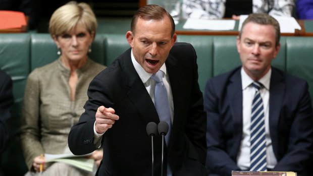 On the attack: Prime Minister Tony Abbott in Parliament on Tuesday.