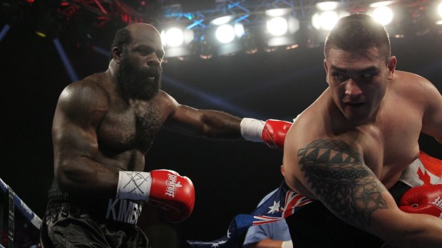 Not to sweet science: Kimbo Slice avoids a telegraphed right hook from Shane Tilyard.