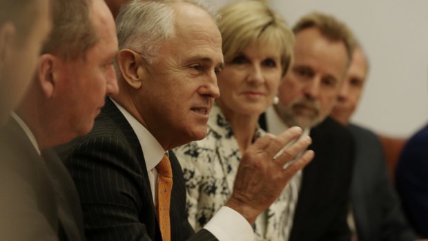 Mr Turnbull during a cabinet meeting at Parliament House.