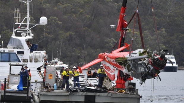 The wreckage of the seaplane recovered from Jerusalem Bay. 