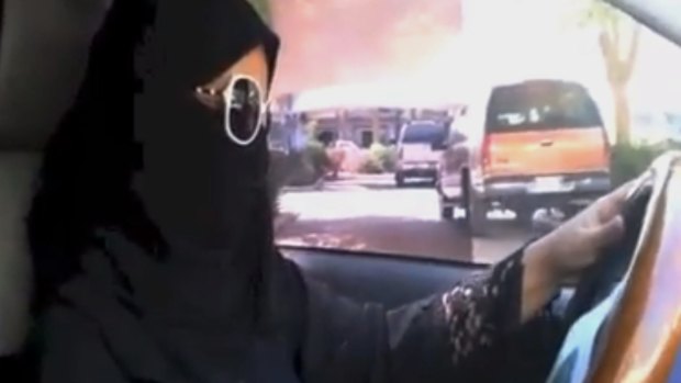 A Saudi woman driving a vehicle in Riyadh.
