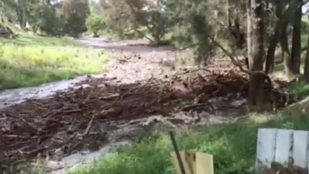 The Moonan Flats flash flooding is captured on video.