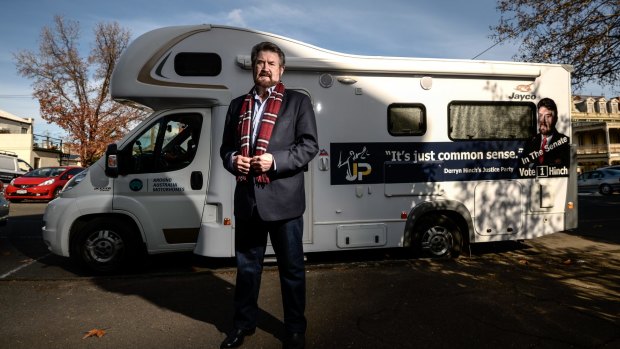 In the driver's seat: Derryn Hinch officially elected to represent Victoria in the Senate.